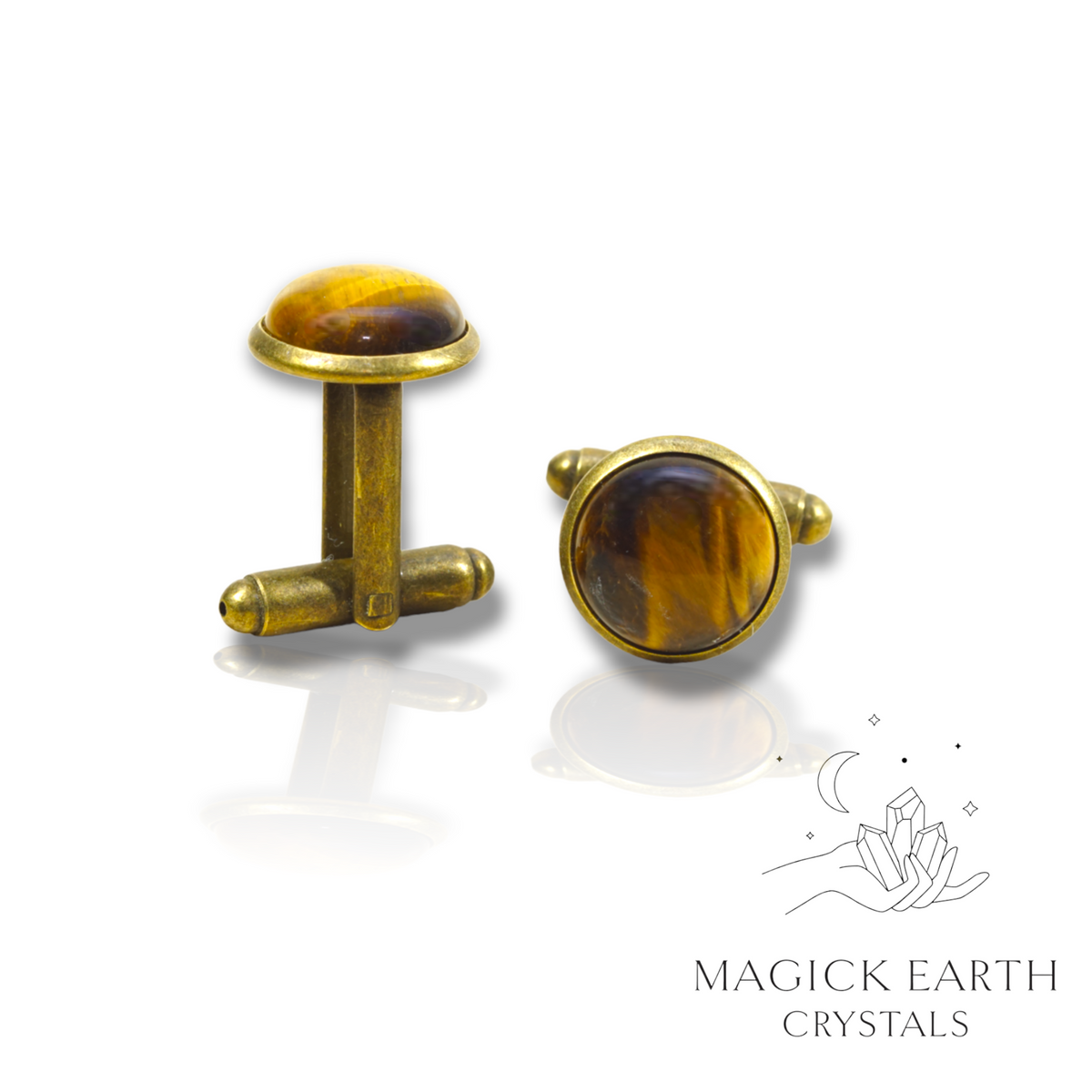 Natural Tiger Eye crystal cufflinks  view a