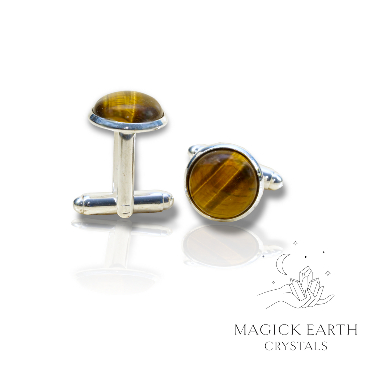 Natural Tiger Eye crystal cufflinks  view b