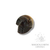 Natural Tiger Eye crystal mini skull view b