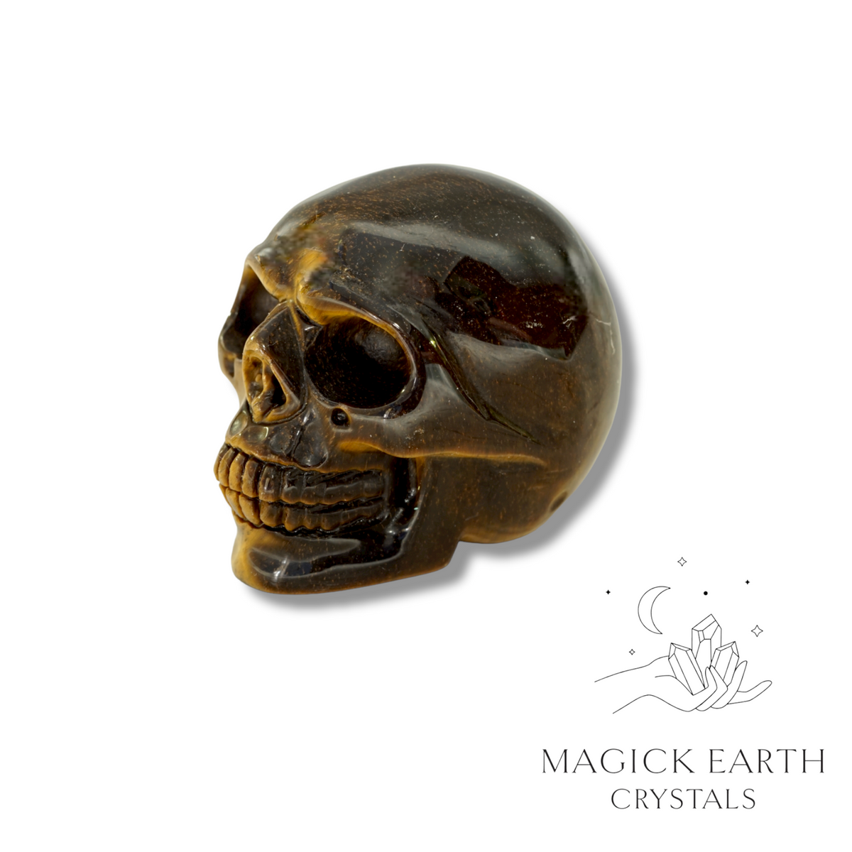 Natural Tiger Eye crystal skull view b