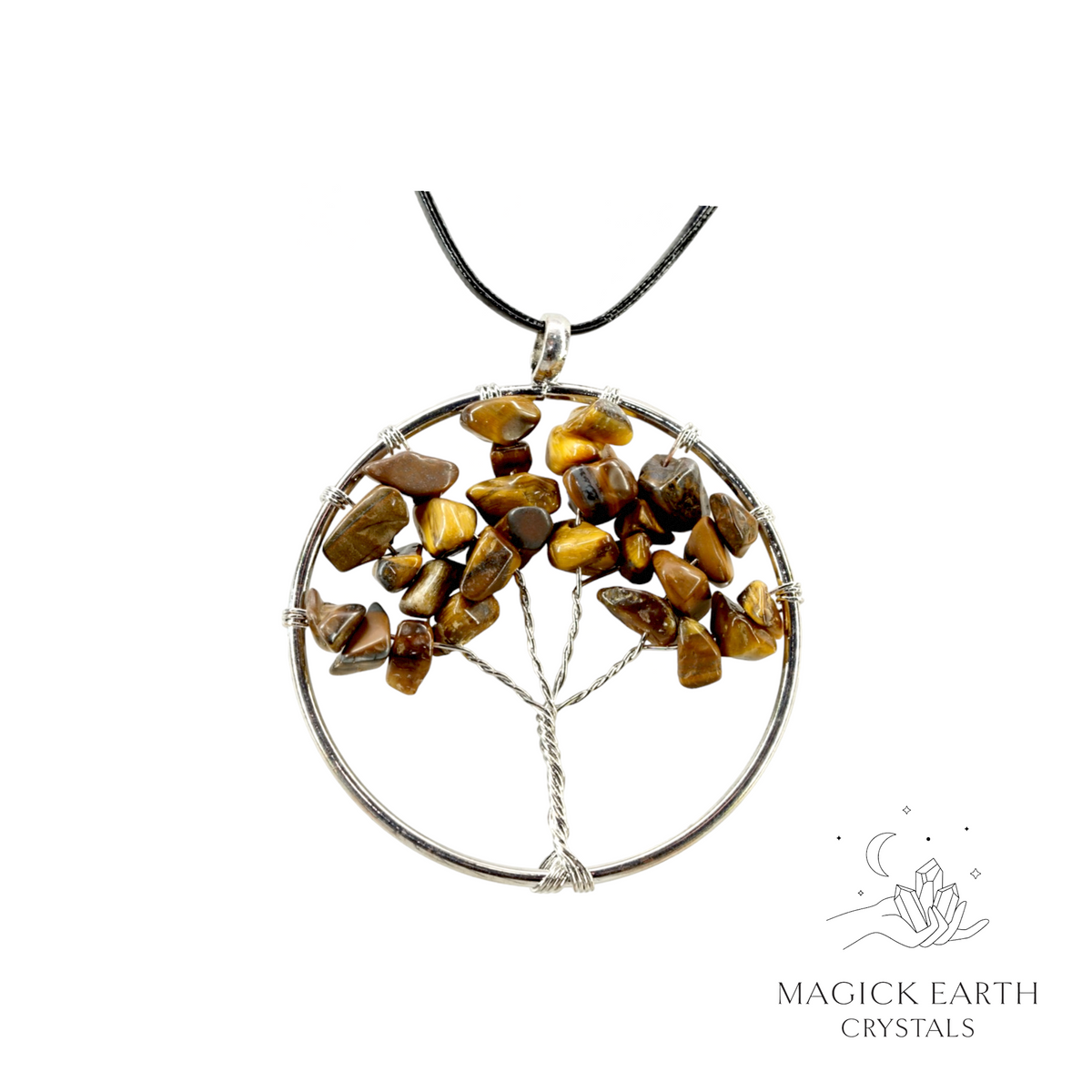 Natural Tiger Eye tree of life chip pendant  