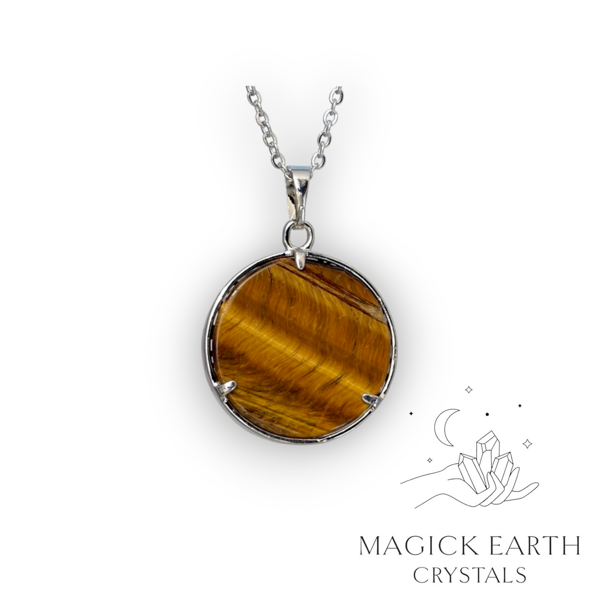 Natural Tiger Eye tree of life pendant view b