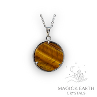 Natural Tiger Eye tree of life pendant view b