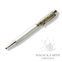 Natural Unakite crystal chip pen view c