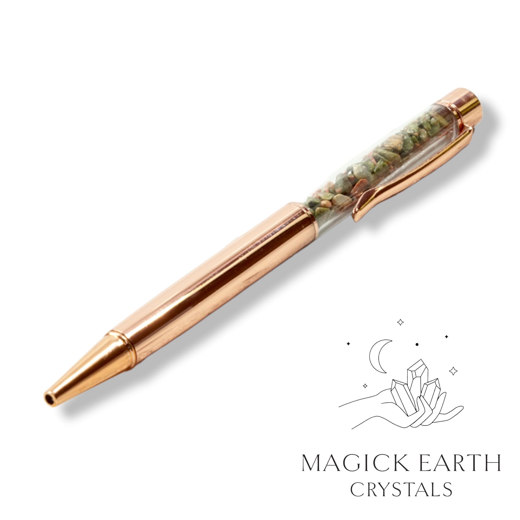 Natural Unakite crystal chip pen view d