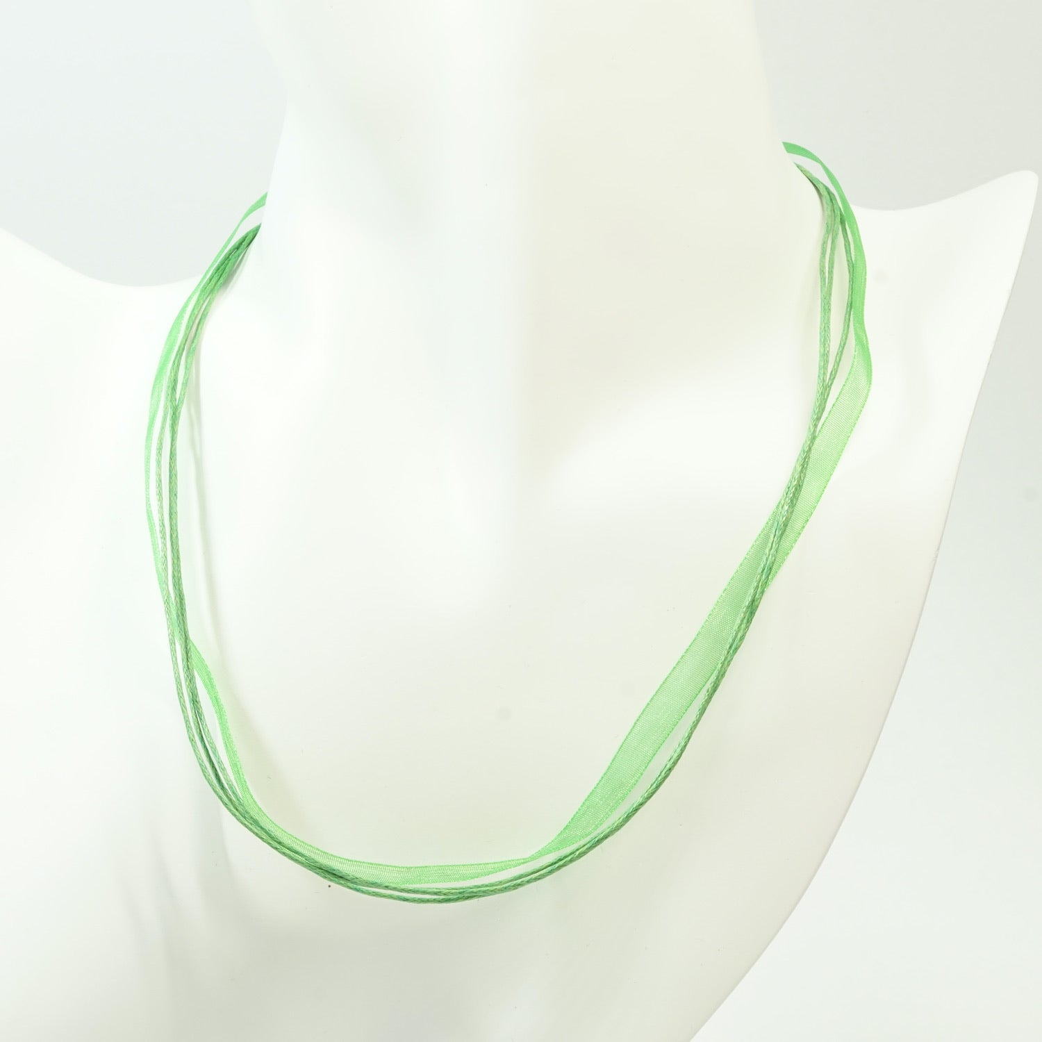 Waxed cotton and organza ribbon necklace cord view l