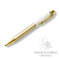 Natural White Jade crystal chip pen view b