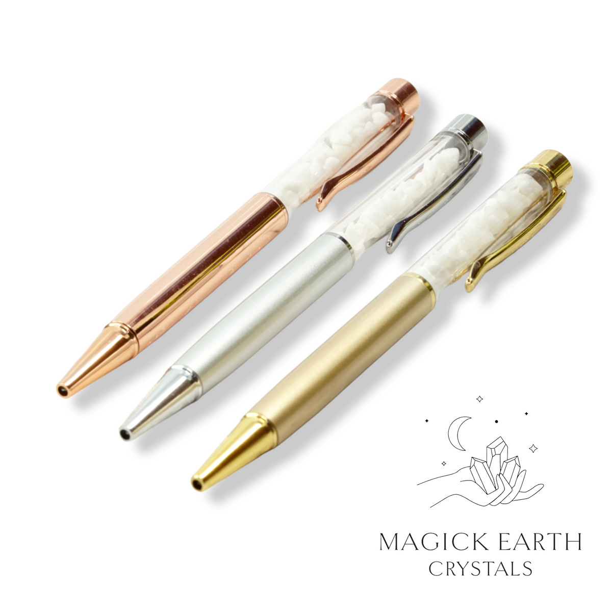 Natural White Jade crystal chip pens view a