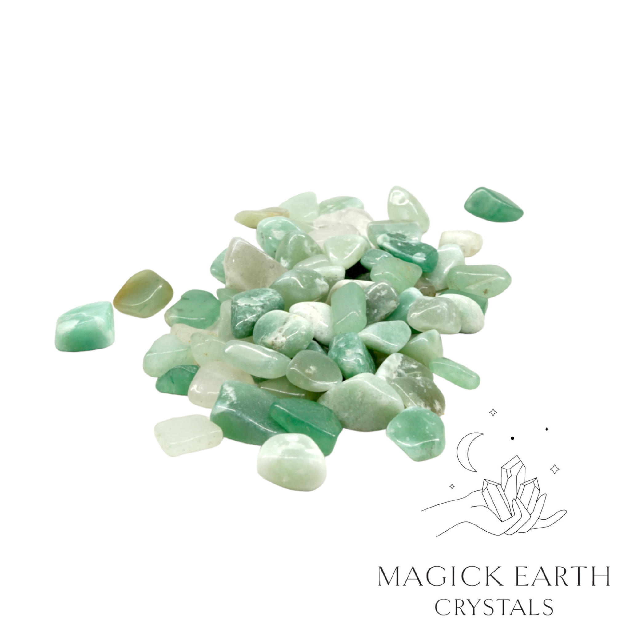 Natural x-large aventurine crystal chips, 100g loose pile.