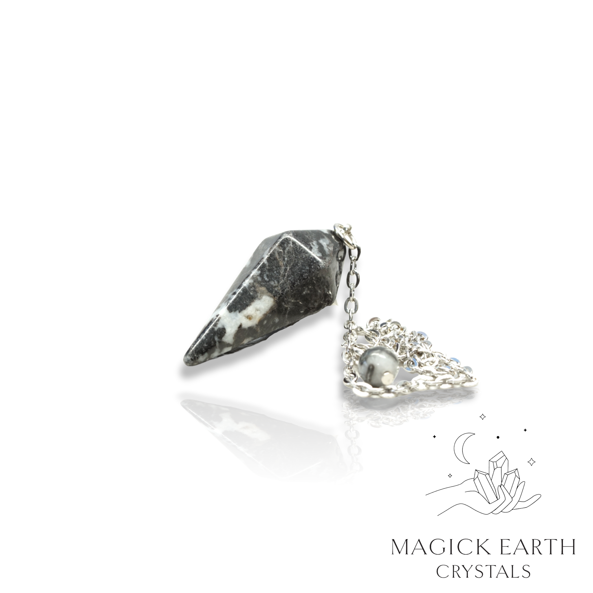Natural Zebra Jasper crystal apex pendulum.